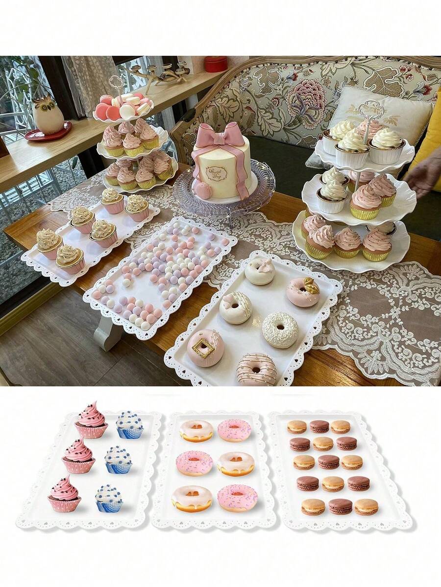 1/2/4 pièces Assiettes à dessert en plastique blanc, convient pour la cérémonie de remise des diplômes, l'anniversaire, la fête, le mariage, la cuisine, le cadeau de Noël - Multicolore - Voir 1