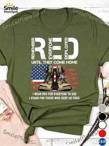 On Friday We Wear Red Shirts: US Veterans Shirts In Memory Of All Those Deployed, Regular Fit 100% American Flag Veterans Shirts, Military Sweatshirts With The American Flag, On Friday We Wear Red Shirts. - 綠色 - 查看 4