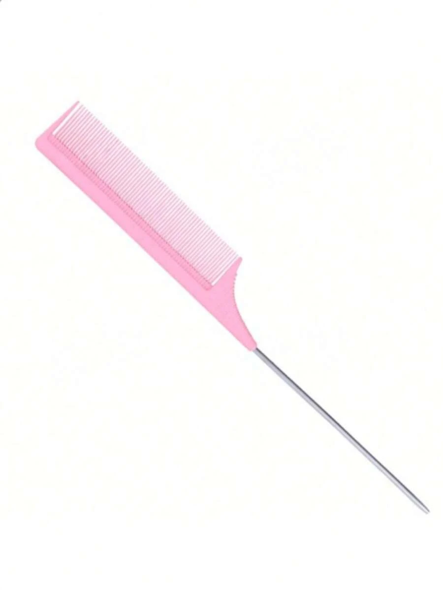 1 Piece Pointed Tail Comb, Sectioning Dye Comb With Hook Tail Tip, Sectioning Comb, 1 Piece Carbon Fiber Plastic Coloring Comb, Stainless Steel Pointed Tail Dye Comb, Highlighting Comb, Sectioning And Volumizing, Heat Resistant, Suitable For Various Hairstyles, Suitable For Women And Girls, Hair Brush, Comb, Hairstyling Tools, Hairstyling Products And Accessories,Travel,Party, Headpiece, Haircomb, Side Comb - Pink - View 1