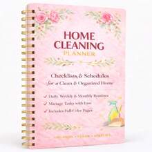 Sổ tay lên kế hoạch dọn dẹp nhà cửa màu hồng hoa hồng nữ tính, danh sách kiểm tra tổ chức nhà cửa độc quyền dành cho phụ nữ dịu dàng, sổ ghi chép theo dõi công việc nhà hàng ngày, hàng tuần, hàng tháng, nhật ký dọn dẹp hiệu quả cho người nội trợ và các bà mẹ. - Hồng - Xem 2