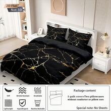 3pcs Marble Texture Pattern Printed Duvet Cover Set, Includes: 1pc Duvet Cover + 2pcs Pillow Shams (Comforter & Pillows Not Included), Polyester Fabric, Soft & Comfortable Bedding Set, Zipper Closure, Machine Washable, Suitable As Gift, For Bedroom, Travel, Dorm (Male/Female) All Seasons - Multicolor - View 8