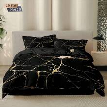 3pcs Marble Texture Pattern Printed Duvet Cover Set, Includes: 1pc Duvet Cover + 2pcs Pillow Shams (Comforter & Pillows Not Included), Polyester Fabric, Soft & Comfortable Bedding Set, Zipper Closure, Machine Washable, Suitable As Gift, For Bedroom, Travel, Dorm (Male/Female) All Seasons - Multicolor - View 5