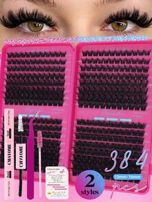 640/200pcs Cluster False Eyelashes Set, High Density 10D-100D, 10-16mm Mixed DIY Lash Clusters, Super Dense, Natural Look, Ultra Soft, Reusable, Suitable For Daily Life, Travel, Wedding, Date, Party, Music Festival And Christmas - Rose Red - View 18