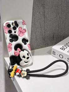 Funda de teléfono de Disney Mickey Mouse Clubhouse: Funda de teléfono suave con borde protector de patrón esponjoso 3D y un llavero de pulsera de Mickey gratis, Mickey, Minnie, Goofy, Donald Duck, Daisy Duck, Pluto, para Apple 17 Promax 17 Pro 16 15 14 13 12 11 Pro Max XS Max X XR Funda de verano - Blanco - Ver 5