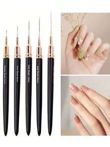 Bộ 5 cọ vẽ móng nghệ thuật bằng kim loại đen. - màu đen - Xem 6
