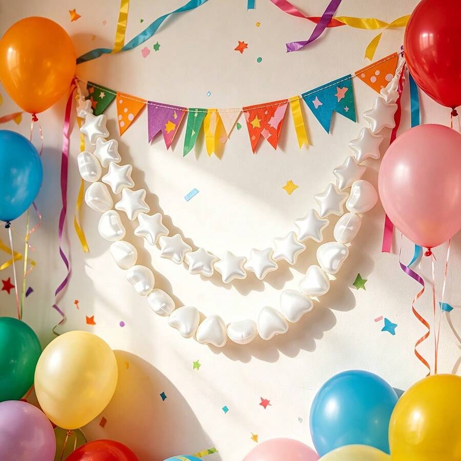12 piezas Guirnalda de perlas falsas blancas grandes con forma de corazón, adecuada para escaleras del hogar, bodas, árboles de Navidad, decoraciones de fiesta, decoración de colgantes de perlas grandes, decoración de fondo, accesorios fotográficos, bodas y fiestas - Donación de amor - Ver 1