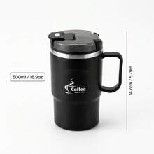 1pc 500/550ml 304 Stainless Steel Coffee Mug With Tea Strainer & Folding Spoon, Double Layer Thermal Insulated Milk Tea Coffee Water Cup With Handle & Lid, Anti Scalding & Leak Proof Drinking Cup Drinkware For Hot & Cold Water, Suitable For Student And Adult Use In Home, School, Dorm, Office, Outdoor Camping, Picnic,Travel, Bakc To School - Multicolor - View 17