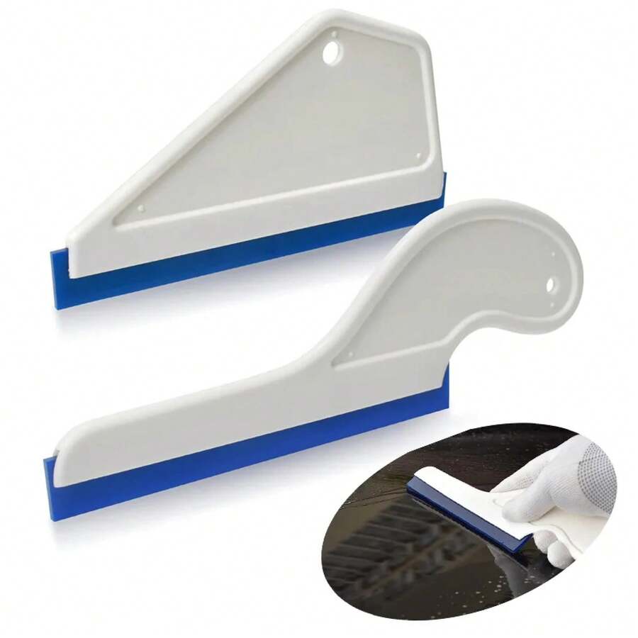 Escobilla de silicona para coche, escobilla de tinte para ventana, limpieza de parabrisas, raspador de eliminación de agua, hoja de agua, herramienta de instalación de película de vidrio 4ICY - Mango largo - Ver 1