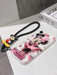 Disney Mickey Mouse Clubhouse Phone Case : 3D Fluffy Pattern Border Protector Phone Soft Phone Case With A Free Cute Mickey Bracelet Chain Lanyard, Mickey, Minnie, Goofy, Donald Duck, Daisy Duck, Pluto, For Apple 17 Promax 17 Pro 16 15 14 13 12 11 Pro Max XS Max X XR Soft Cover Summer Phone Case - White - View 7