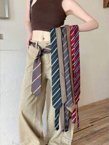 1pc Fashionable Brown Belt, High-End Waist Accessory Suitable For Y2K Style Casual Outings For College Students - Multicolor - View 4