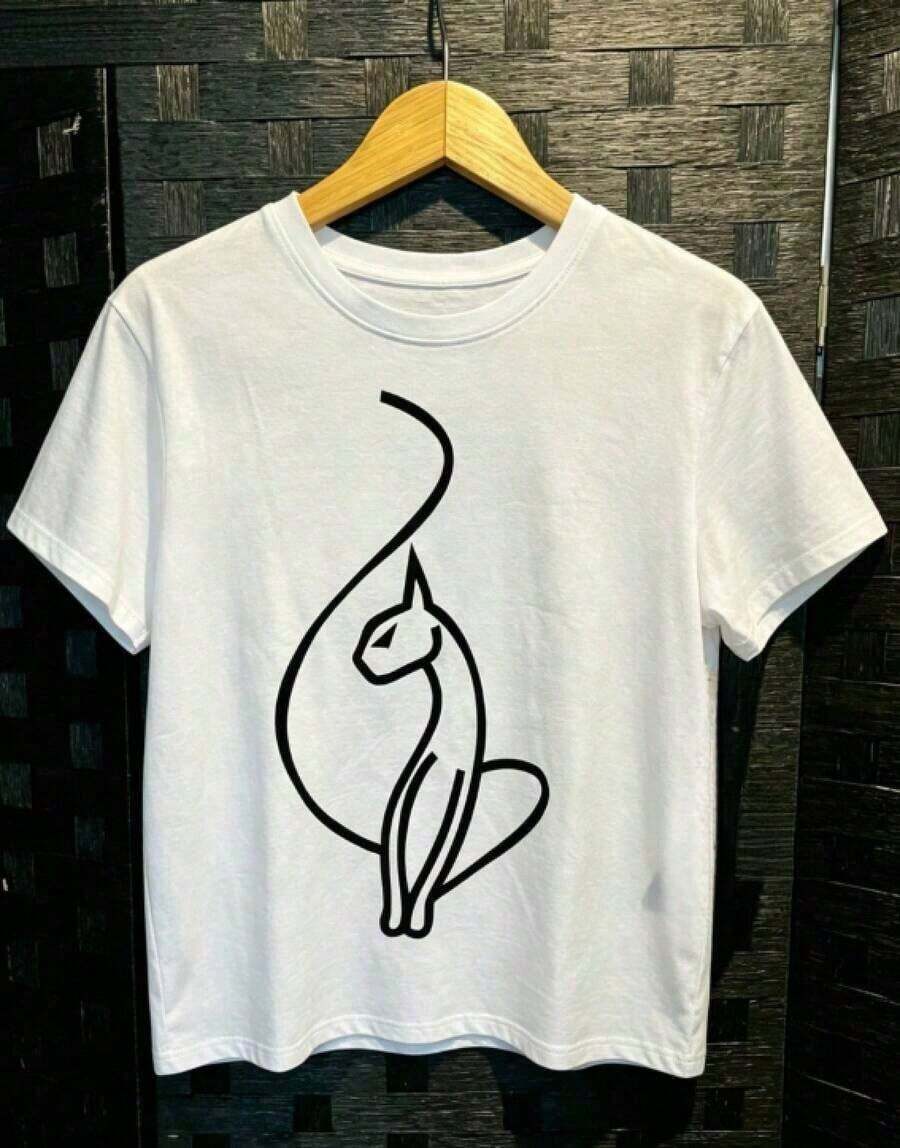1 pieza de camiseta de algodón de talla grande premium, camiseta con estampado de gato gordo, top corto de manga corta, camiseta blanca para mujer, camiseta de algodón de cuello redondo y manga corta de corte relajado para mujer, tops de verano, conjuntos inspirados en festivales, ropa de calor para mujer, blusas de mujer, tallas S-3XL. - Blanco - Ver 1