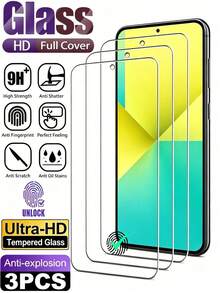 3Pcs Ultra HD Transparent Tempered Glass Film 9H Hardness Explosion-Proof And Scratch Resistant Compatible With Samsung Galaxy S25 S24 FE A25 A24 A26 A17 A07 A16 A27 A56 A57 A55 A36 A35 A37 Bubble Free Automatic Adsorption Smooth Oil Repellent Layer Mobile Phone Screen Protector Film Support Fingerprint Recognition - Clear - View 11