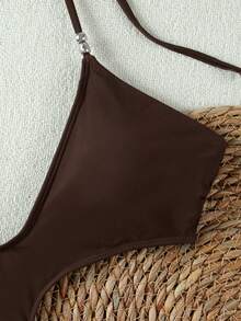 2026 Spring Women's Brown Mesh Bikini Set, Sexy Beach Vacation 2-Piece Swimsuit, Fashionable Girl Style - Coklat - View 5