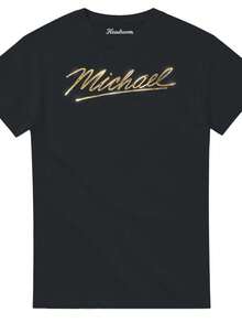 m1ichael jaC1KS1on con su firma dorA1DA, Rey del Pop, MsiC1A Vintage T1EE - Negro - Ver 2