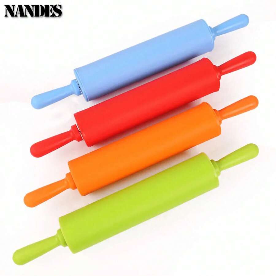 Rodillo de Silicona Antiadherente con Mango de Plástico para Repostería, Herramienta de Cocina para Amasar, Hornear y Hacer Dumplings y Pasteles - Rojo grande - Ver 1