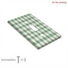 1 tấm ốp ổ cắm điện in 2D họa tiết kẻ caro xanh lá cây, bền chắc, dùng được cả trong nhà và nơi công cộng, dễ lắp đặt, thiết kế phẳng 2D. - A - Xem 7