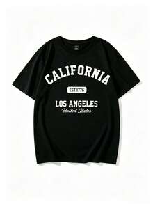Women's Basic Crew Neck T-Shirts. Single Garment, Not A 3-Piece Set. 1 Piece/Set Of Short-Sleeved T-Shirts Suitable For Streetwear. Oversized Crew Neck Top For Daily Outings, Camping, Concerts, Hip-Hop, Rock, And Rap Events. Short Sleeves. 100% Cotton With Bow Print. - 黑色 - 查看 2