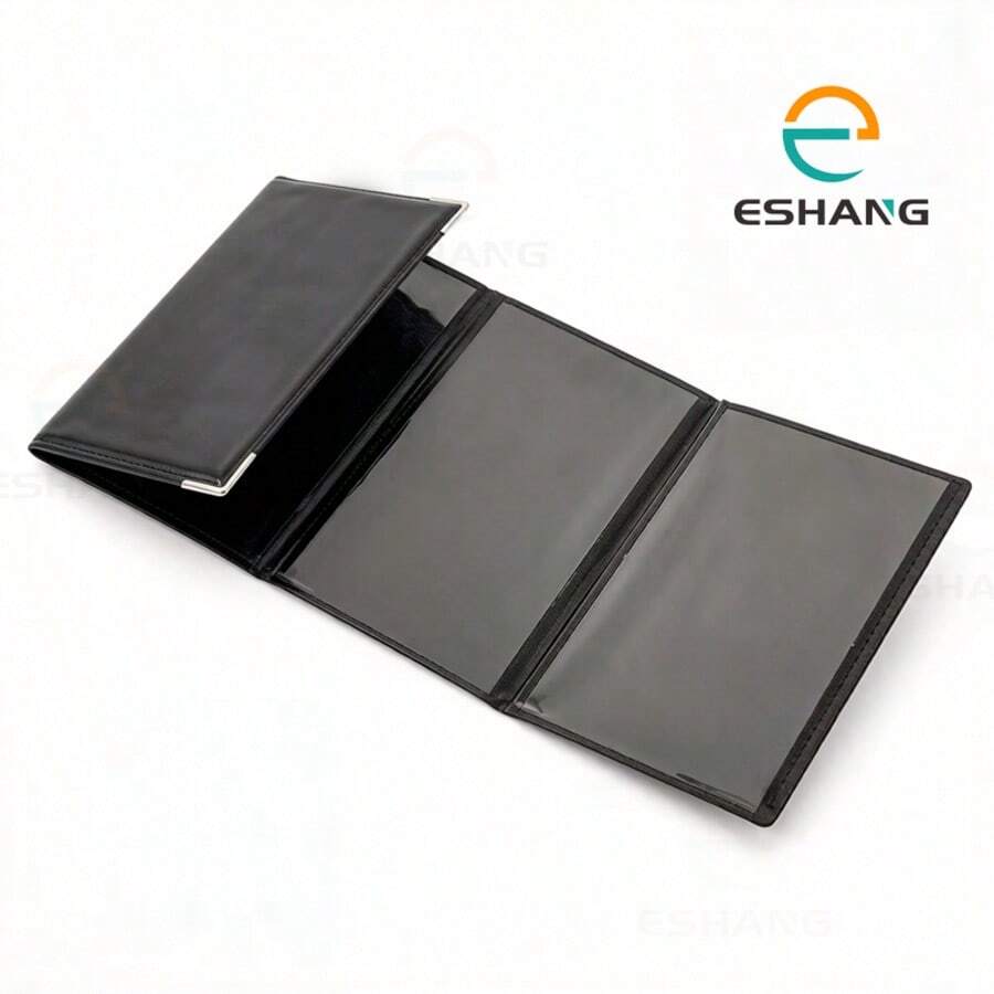 Ví đựng giấy tờ xe gấp 4 ngăn, có lớp lót PVC, thiết kế gập gọn nhẹ, thích hợp cho du lịch và cất giữ bằng lái xe, hộ chiếu. - màu đen - Xem 1
