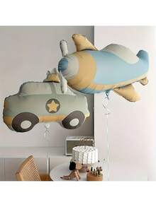 4pcs/Set Matte Teddy Bear, Airplane, Rainbow Foil Balloons Set, Suitable For Birthday Party, Anniversary Celebration, Outdoor Party, Arch Decoration, Background Decor - Matte Bear Airplane - View 6