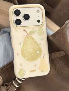 小众清新星梨图案手机壳，兼容 17 Pro Max、16 Pro（新款）、15 Pro、14，双层防摔设计，女士适用 - 綠色 - 查看 3