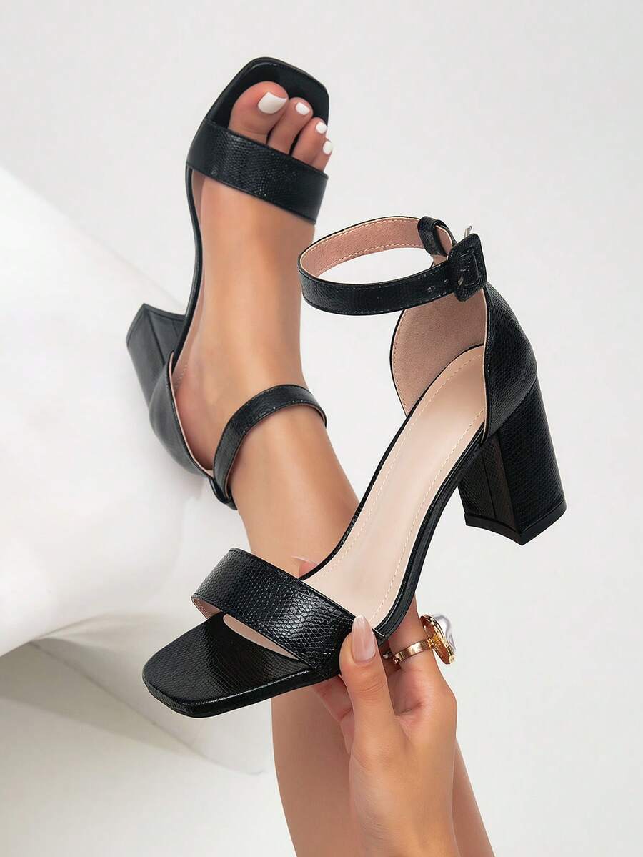 Giày sandal cao gót một quai mùa hè mới, kiểu dáng chuyên nghiệp, thanh lịch, gợi cảm, thoải mái dành cho nữ, thích hợp hẹn hò. - màu đen - Xem 1