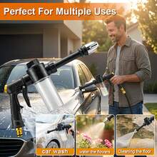High Pressure Foam Gun - Long Handle High Pressure Car Wash Foam Gun - Adjustable Nozzle, Suitable For Cleaning, Watering And Inflating - Includes Foam Cannon And High Pressure Spray Bottle - A - View 1