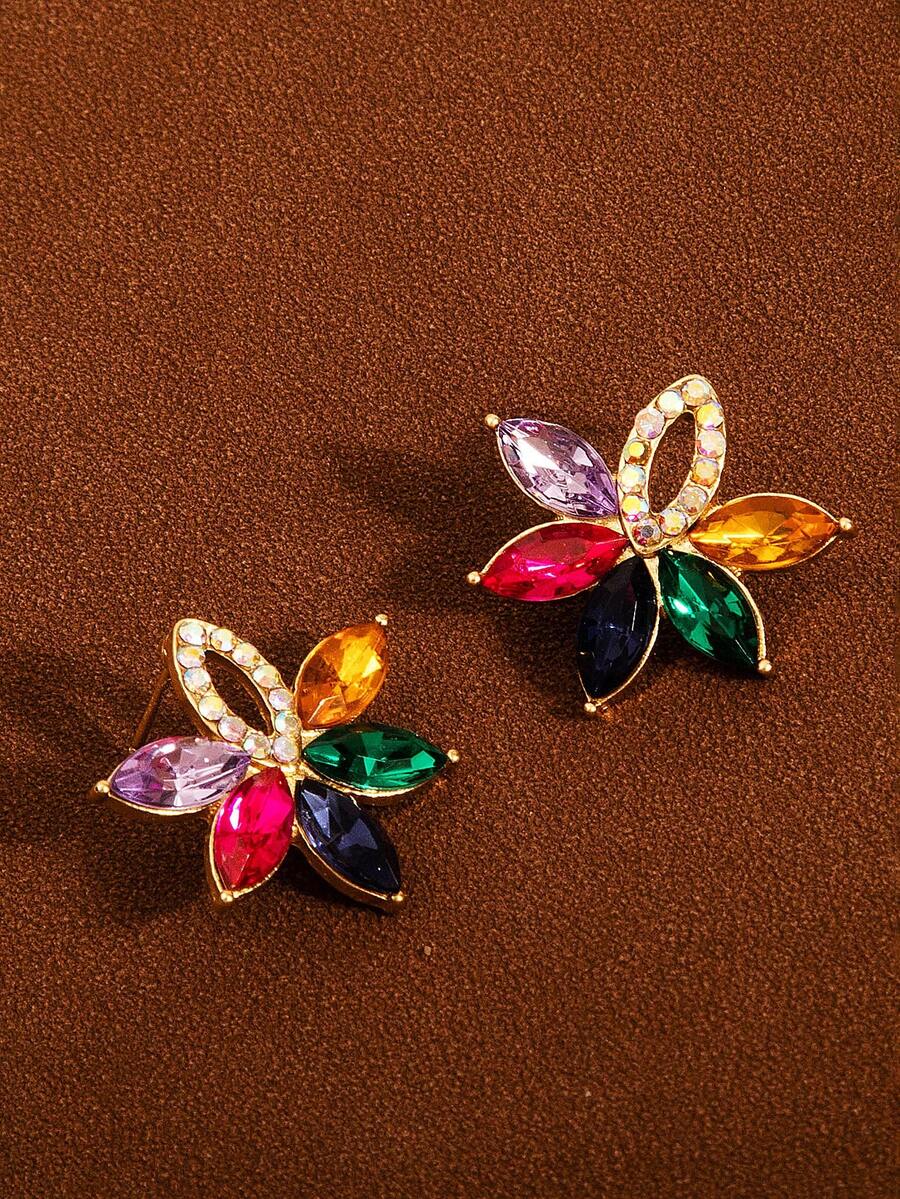 1 par de pendientes con diseño de trébol de moda talla grande vendidos, adecuados para uso diario, gran regalo para amigos (color aleatorio) - Multicolor - Ver 1