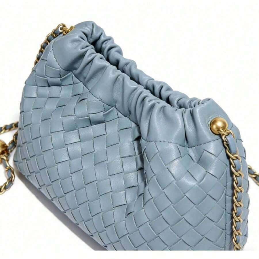 Fashion High Sense Rhombus Cloud Bag, Hand-Woven Golden Ball Small Fragrant Women's Bag, Chain Shoulder Crossbody Travel Versatile Women's Bag. - 棕色 - 查看 1