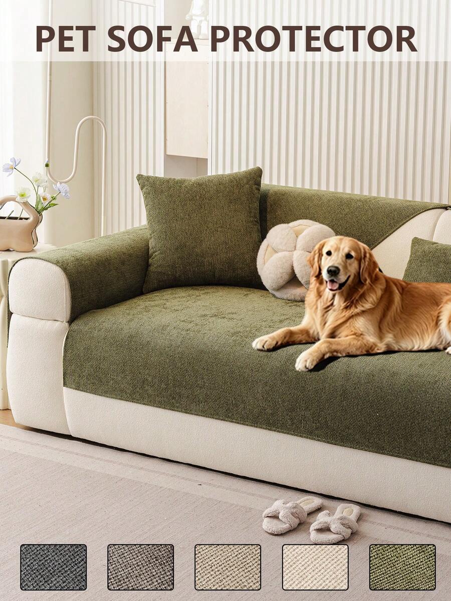 1pc Modern Minimalist Solid Color Pet Sofa Cushion, Scratch Protection And Stain Resistant, Anti-Slip And Non-Displaceable, Suitable For Cats And Dogs, All Season Use, Pet-Friendly - Green - View 1