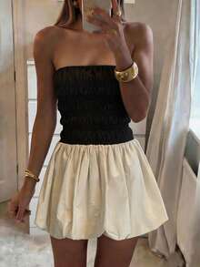Just Masa Women's Summer Casual Dress, Sexy Fashionable Y2K Bombshell Fitted Colorblock Backless Sleeveless Tube Dress, Suitable For Beach, Vacation, Evening Date, Party, Music Festival Elegant - Apricot-colored - View 8