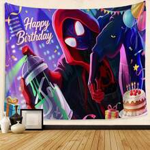 1pc Graffiti Miles Morales S-Pider-Man Birthday Backdrop, Street Art Style Party Banner, Into The Spider-Verse Celebration Background Decor, Themed Birthday Party Backdrop,Cartoon Character Tapestry,The Perfect Gift For Family And Friends, Birthday Party Decoration,Holiday Decoration, Decoration Themed Perfect Gift,Fairy Tale Style,For Bedroom Living Room Corridor, Wall Art, Wall Decoration, Room Decoration - 多色-A - 查看 3