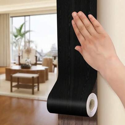 1 cuộn băng dán PVC vân gỗ dày, tự dính, kích thước 5m x 10cm - Băng dán trang trí vân gỗ, thích hợp cho bệ cửa sổ, khung cửa, chân tường, cạnh đồ nội thất - Dễ dàng tự lắp đặt, vẻ ngoài vân gỗ chân thực.