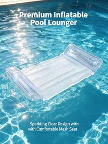 1pc Inflatable Silver Sequin Lounge Chair, Adult Summer Pool And Beach Floating Hammock, Party Use, Perfect Summer Gift, Swimming Pool Raft Floating Lounger For Adult Vacation Fun And Relaxation, Pool Inflatable, Beach Essentials, Pool Float - Multicolor - View 5