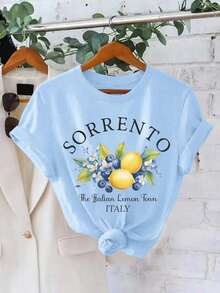 Camiseta Limoncello, Camiseta de los limones de la Amalfitana de Italia - Celeste - Ver 1