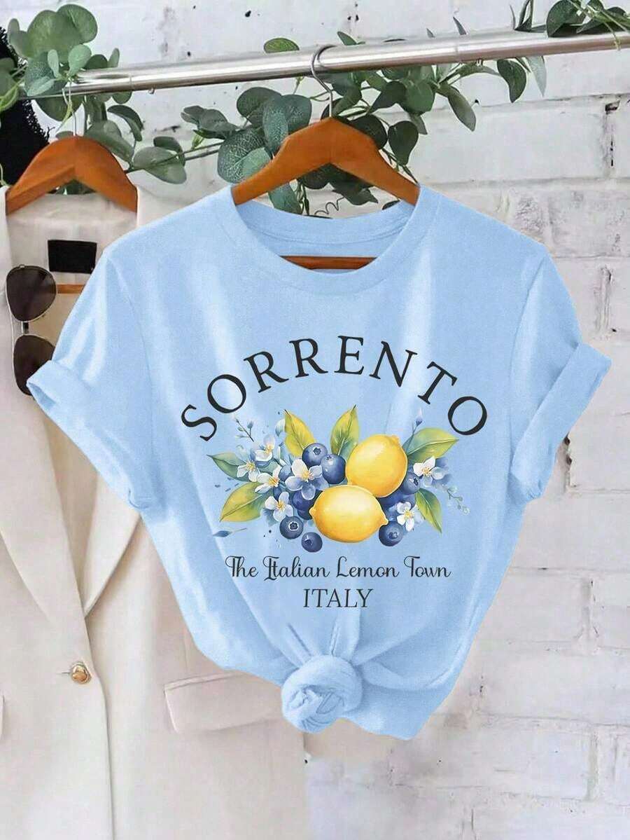 Camiseta Limoncello, Camiseta de los limones de la Amalfitana de Italia - Celeste - Ver 1