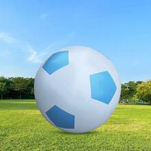 1 pieza Balón de fútbol gigante inflable azul para uso en exteriores, césped, fiesta en la piscina, trabajo en equipo, playa, interior y exterior, juego interactivo familiar - Azul y blanco - Ver 5