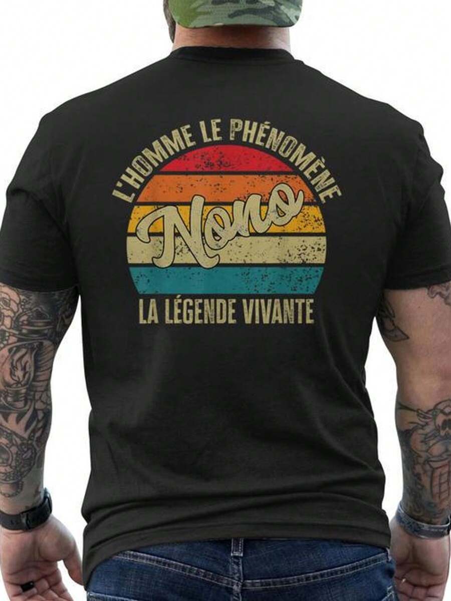 Nono T-Shirt, A Fun And Personalized Gift For Men - The Legendary T-Shirt With A Back Print - Fashionable T-Shirt For Men - Made With - Crew Neck - Soft And Breathable Material - Short Sleeves - Fashionable T-Shirt For Men - Made With - Crew Neck - Soft And Breathable Material - Loose And Comfortable For Summer. - Black - View 1