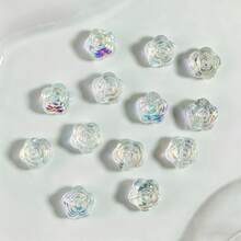 13mm 50顆散裝玻璃珠 手作DIY珠寶配件 玫瑰造型珠 創意串珠材料 手作DIY手鍊項鍊吊墜配件裝飾珠 - 彩色 - 查看 6