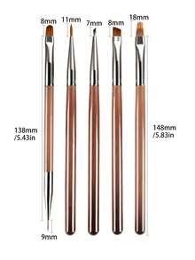 5PCS Nail Art Brush Kit, 2 Combo Options, For Liner/Gradient/Acrylic Nails, High-Quality Anti-Frizz Bristles - Multicolor - View 4