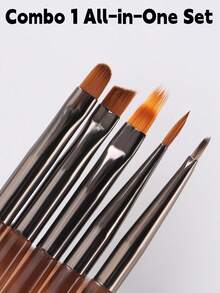 5PCS Nail Art Brush Kit, 2 Combo Options, For Liner/Gradient/Acrylic Nails, High-Quality Anti-Frizz Bristles - Multicolor - View 6