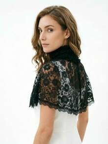 1 chiếc khăn choàng ren co giãn bằng polyester họa tiết Paisley phong cách Bohemian, khăn choàng đa năng phù hợp cho mọi mùa. - màu đen - Xem 7
