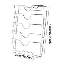 Organizador de Cocina, Estante Colgante de Pared para Tapas de Ollas, Estante de Cinco Niveles para Tapas de Ollas, Estante Multifuncional de Metal Inoxidable, Estante de Almacenamiento para Tapas de Ollas - Plata - Ver 2