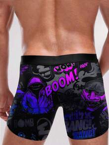 1 chiếc quần boxer nam phong cách hoạt hình graffiti đường phố, đồ lót nam phong cách đường phố, đồ lót nam thời trang phông chữ nghệ thuật, hoàn hảo để mặc hàng ngày, kỷ niệm, ngày lễ tình nhân, sinh nhật, đám cưới, món quà tuyệt vời nhất cho bạn thân, bạn trai, chồng - màu đen - Xem 3
