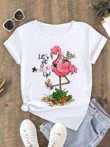 Camiseta Suave de Verano con Flamenco y Bebida - Blanco - Ver 3