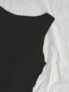 Vestido corto con volantes color albaricoque - Negro - Ver 5