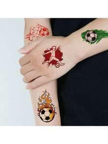 10 Peças Adesivos Temporários de Tatuagem de Comemoração de Torcedor de Futebol Cartoon, À Prova d'Água e à Prova de Suor, Aplicável para Rosto, Braço e Várias Ocasiões - Multicolorido - Visão 8
