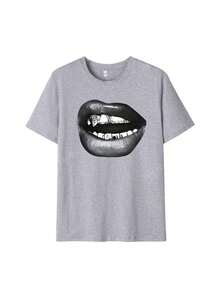 Envío gratis, entrega local enéxico, entrega en 4 días. Camiseta de verano para mujer, casual, con estampado personalizado, cuello redondo, moderna y versátil.Tops de Verano, Top Blanco, Top Rosa - Gris - Ver 2
