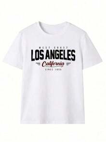 Nueva camiseta de manga corta con cuello redondo para mujeres, diseño estival, con un sencillo y moderno estampado de letras, transpirable y absorbe la sudoración. Envío exprés desde almacén local, modelo para parejas, ropa de parejaPure-Cotton - Blanco - Ver 4