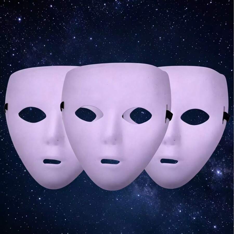 Classic Full Face White Horror Mask, Halloween Cosplay Costume Accessory, Bar Club Party Decor, Photography Prop, Stage Performance Accessory