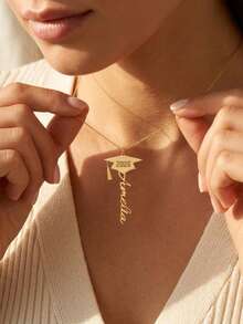 Customized Graduation Cap Necklace With Name, Personalized Commemorative Jewelry, Customized Graduation Necklace With Graduate's Name, Customized High School/University Graduation Gift, Meaningful Graduation Memorial Luxury Necklace, Personalized Gift For Her/Daughter, Gift For Graduating Friends - Multicolor - View 5
